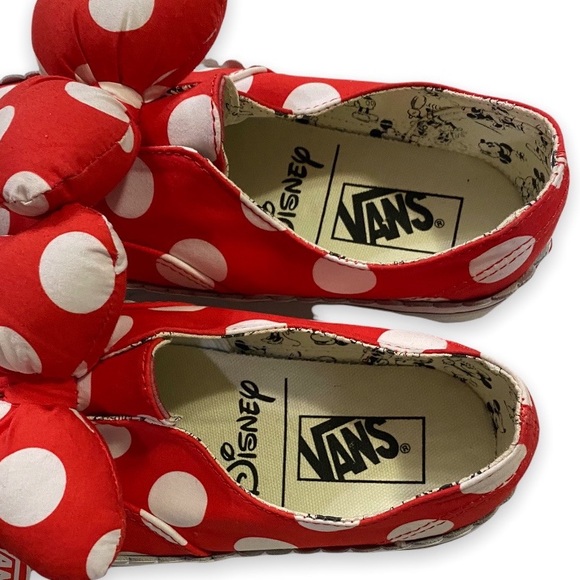 NWT Vans x Disney Minnie Mouse Red Polka Dot Puffy Bow Slip On Sneakers Size 9 - Picture 9 of 11